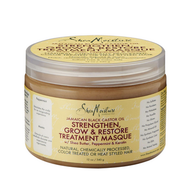 SheaMoisture Jamaican Black Castor Oil Strengthen, Grow & Restore Treatment Masque – 12 oz - ANNS BEAUTY SUPPLY